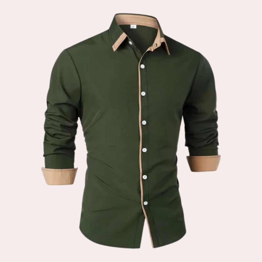 Men's classic autumn shirt slim fit timeless elegant silhouette in high-quality fabric for fall