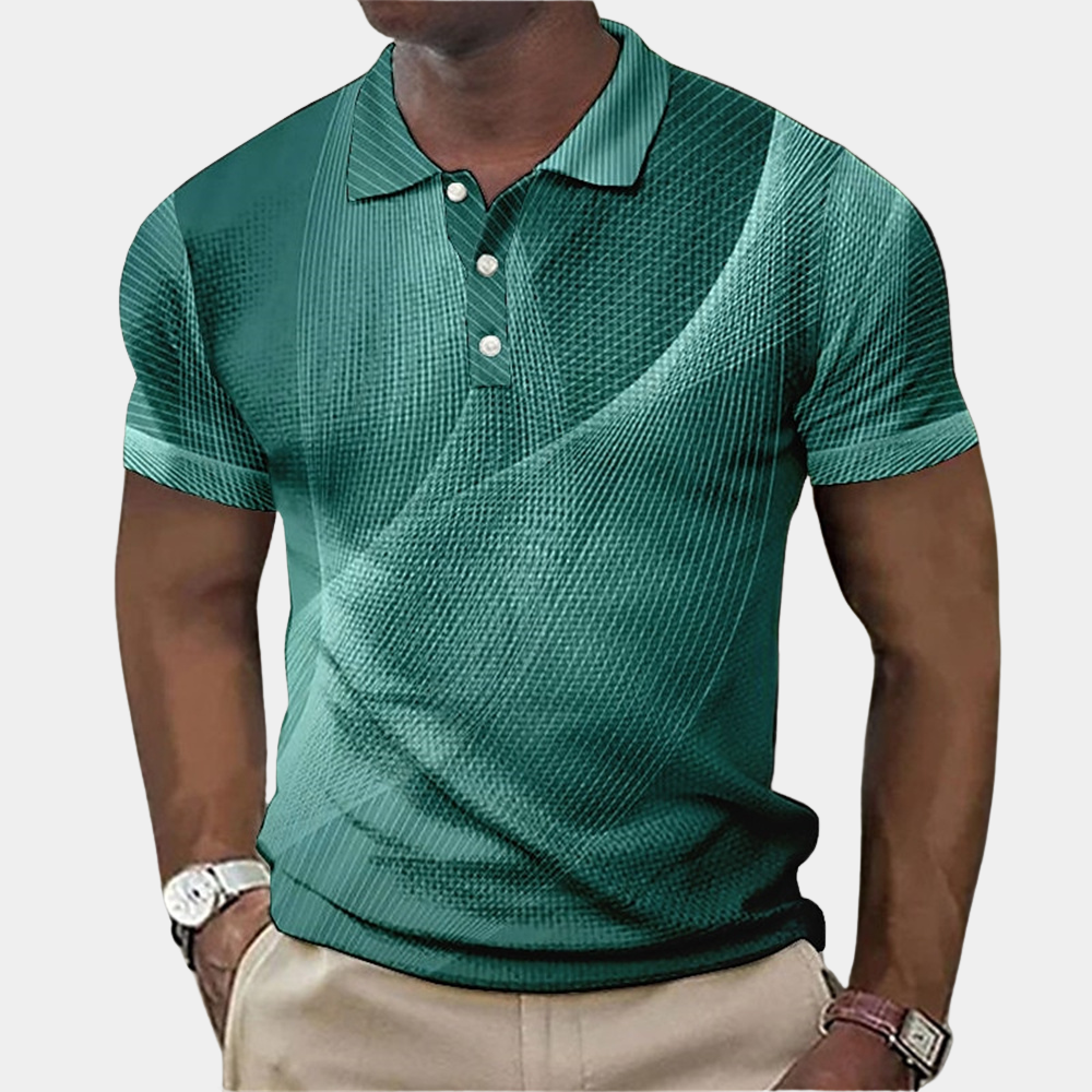 Blue men's classic fit short sleeve polo shirt in premium cotton with chest embroidery