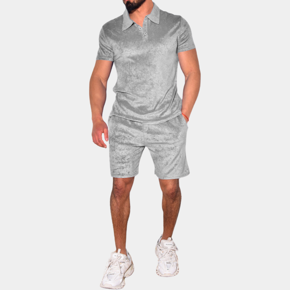 Jordy men's gray two-piece cotton set smart fit versatile casual elegant everyday comfort