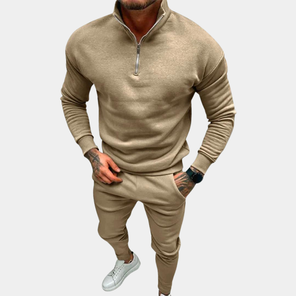 Men's relaxed-fit jogging suit soft breathable fabric casual loungewear set modern contemporary cut