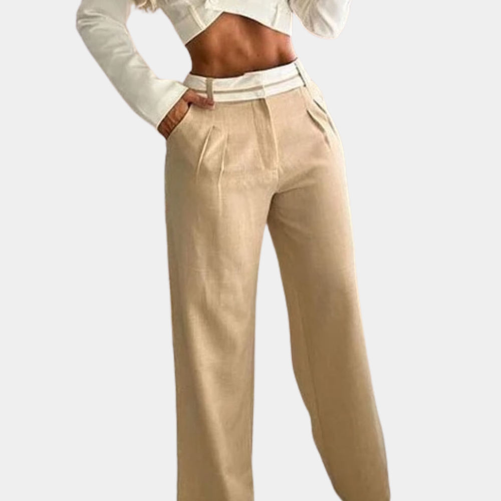 Women's tailored blazer and skirt two-piece set classic collar button detail elegant formal wear