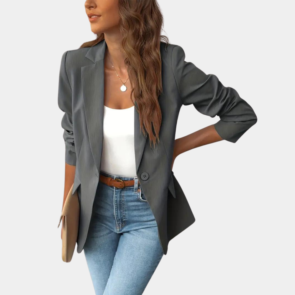 Women's single-breasted tailored blazer classic polished cut, versatile workwear professional style