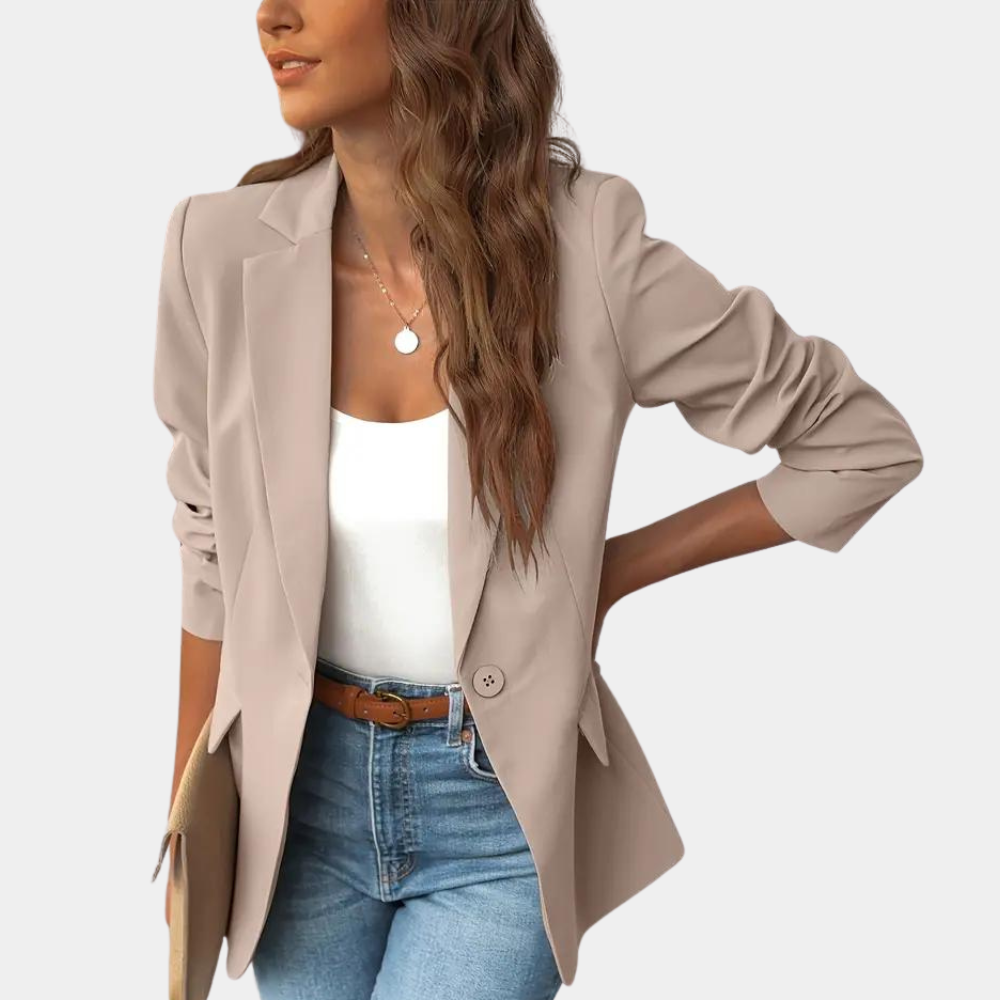 Women's single-breasted tailored blazer classic cut polished professional versatile workwear style