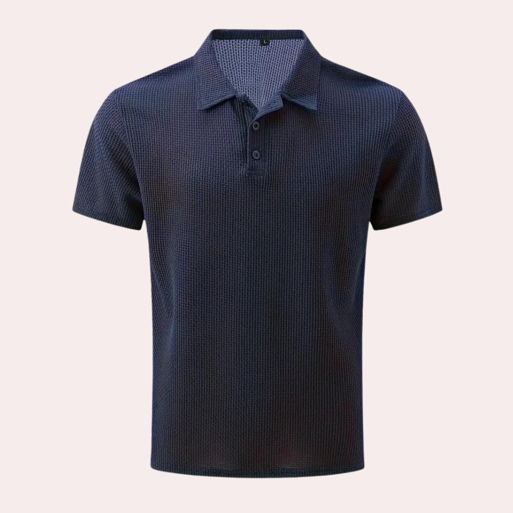 Robin men's blue polo shirt breathable lightweight polyester casual relaxed fit everyday wear