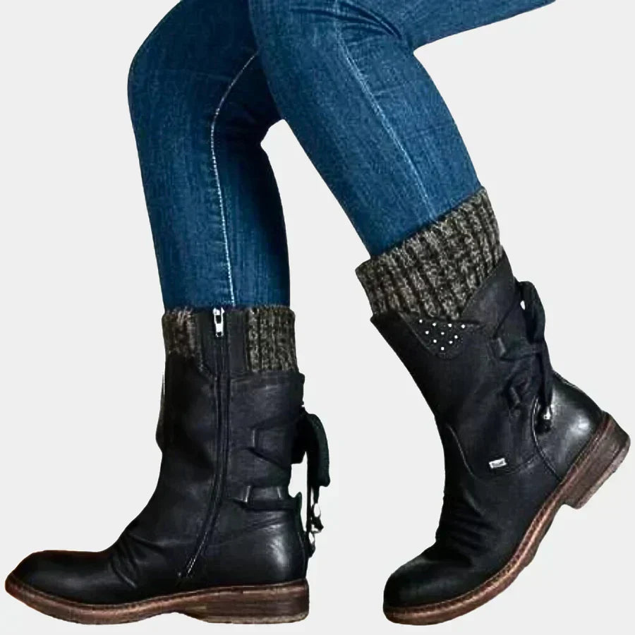Women's stylish snow boots warm lining durable sole cold-weather fashion all-weather comfort