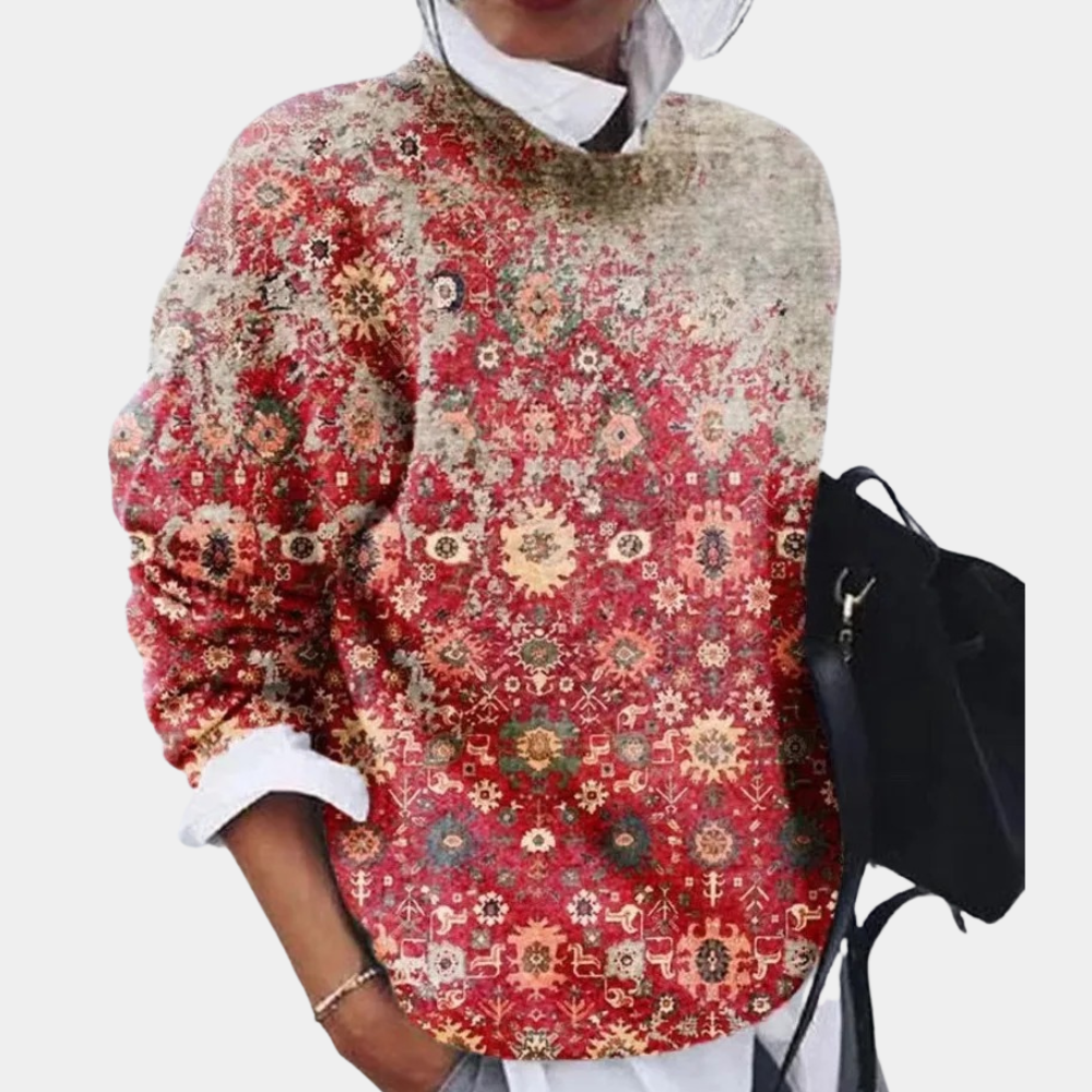 Women's loose fit cotton sweatshirt elegant patterned design soft breathable everyday casual comfort