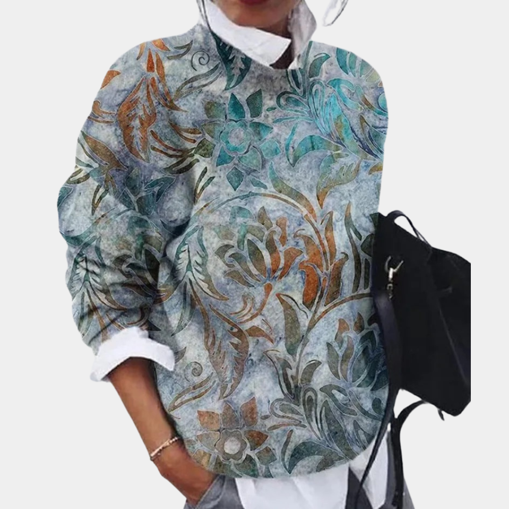 Women's loose fit cotton sweatshirt elegant patterned design breathable everyday casual comfort