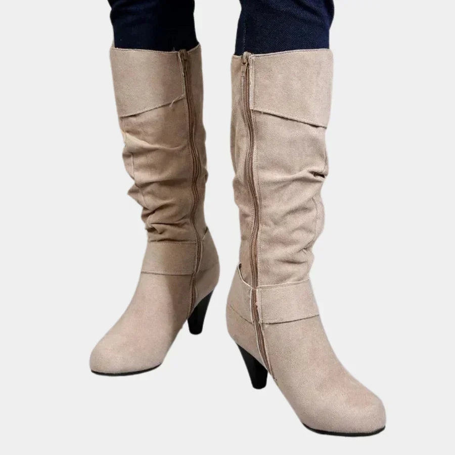 Women's slim fit knee-high boots in versatile colors, streamlined silhouette with leg-lengthening design