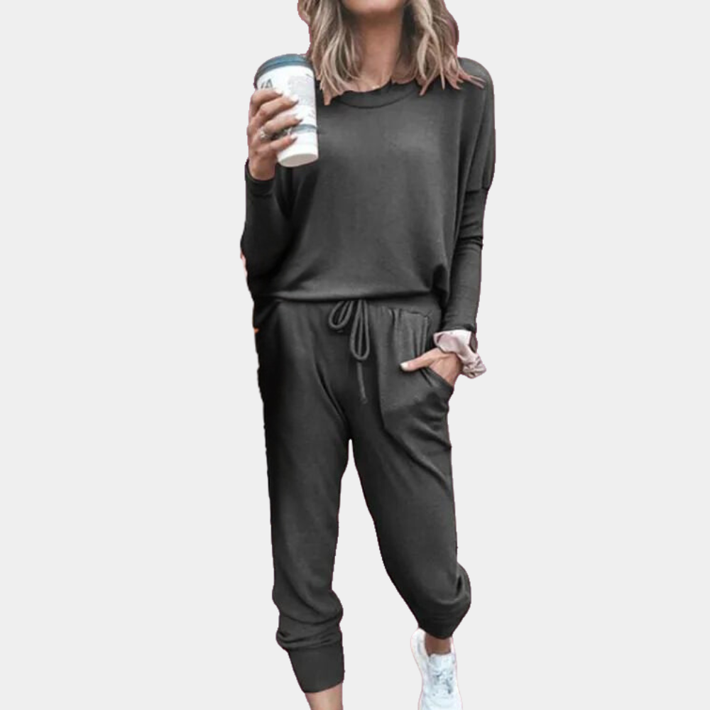 Women's Nordic Flair loungewear set cozy long sleeve top and joggers with elastic waist pockets