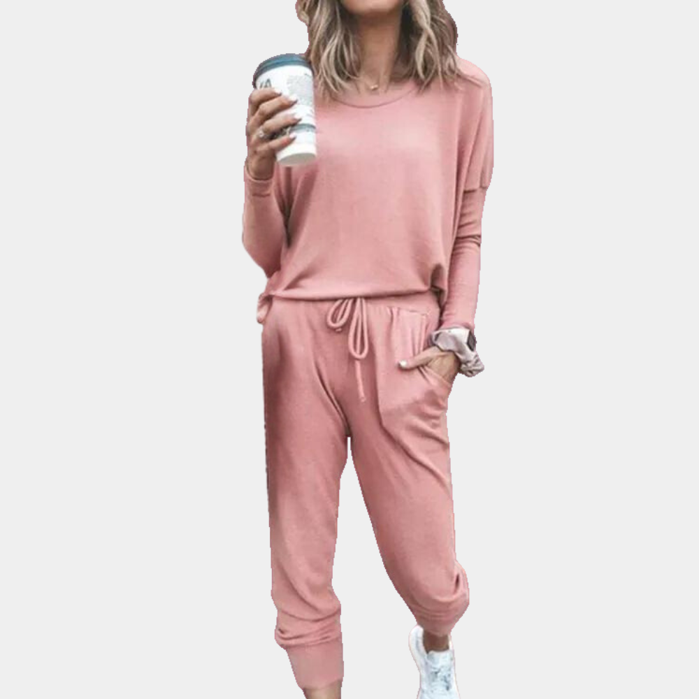 Women's Nordic Flair loungewear set cozy long sleeve top and joggers with elastic waist pockets