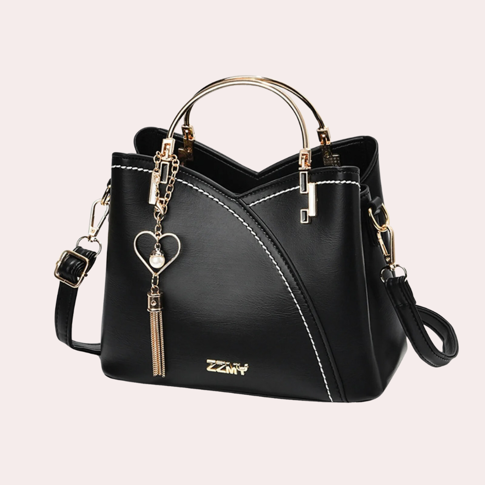 ZZMY women's PU leather handbag elegant structured everyday tote with geometric color-block design