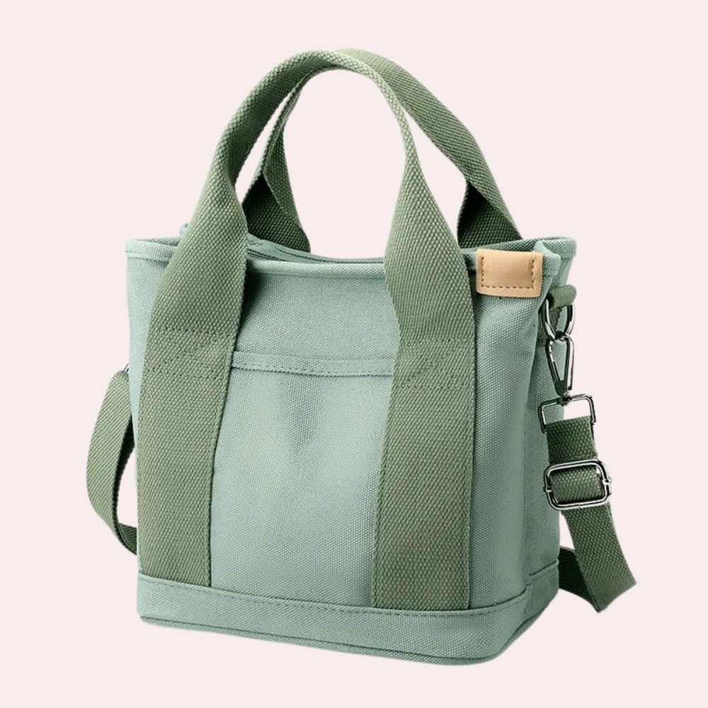 Mila women's shoulder bag tan canvas adjustable strap spacious everyday carry tote