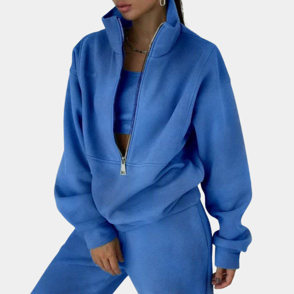 Women's oversized quarter-zip sweatshirt soft breathable cozy relaxed silhouette for everyday layering