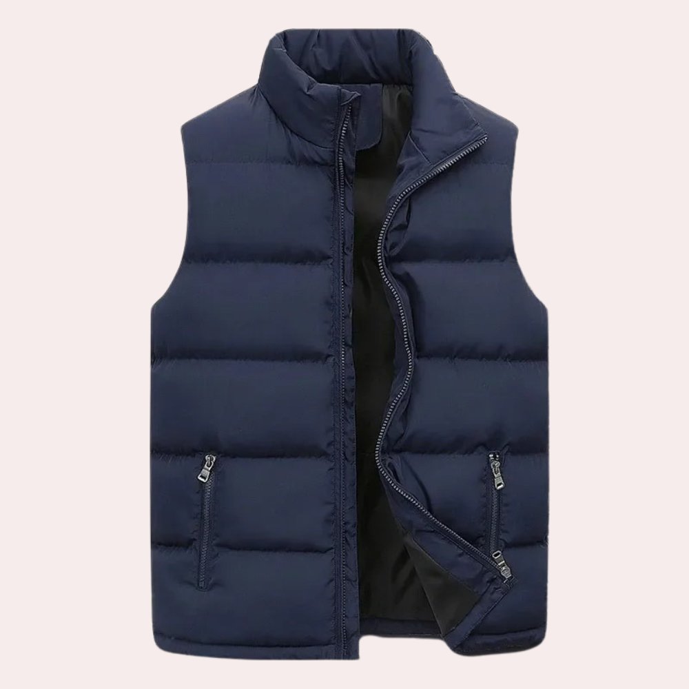 Men's lightweight quilted padded vest water-repellent horizontal stitching urban outdoor warmth