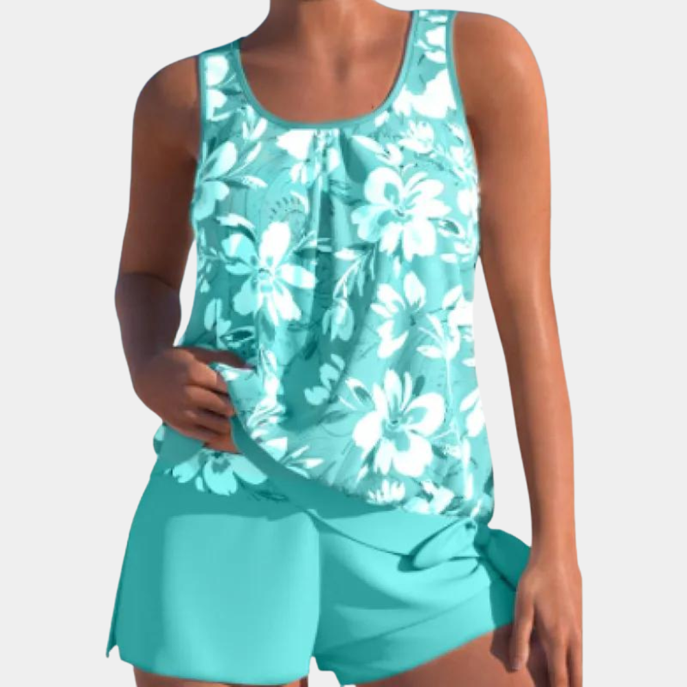Women's sleeveless floral top relaxed fit lightweight breathable summer blouse with vibrant print