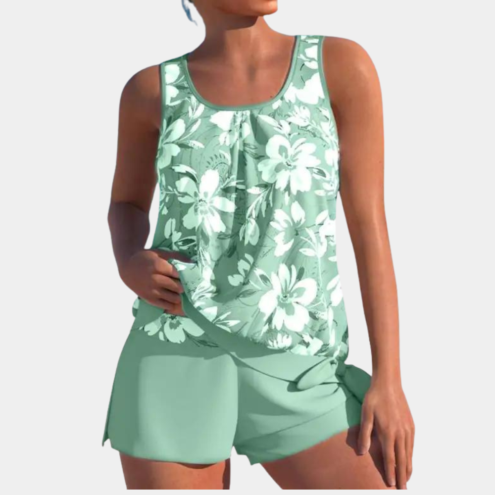 Women's sleeveless floral top relaxed fit lightweight breathable summer blouse with vibrant print