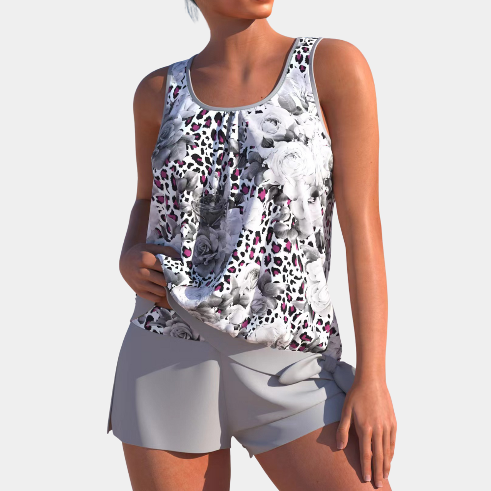 Women's sleeveless floral top relaxed fit lightweight breathable fabric summer casual chic