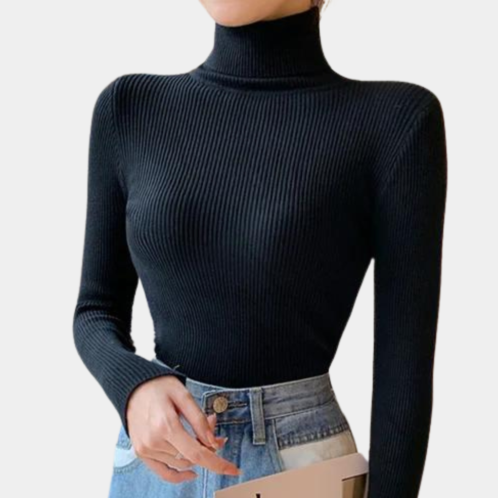 Women's elegant turtleneck knit sweater for office wear, soft high-quality fabric all-day comfort