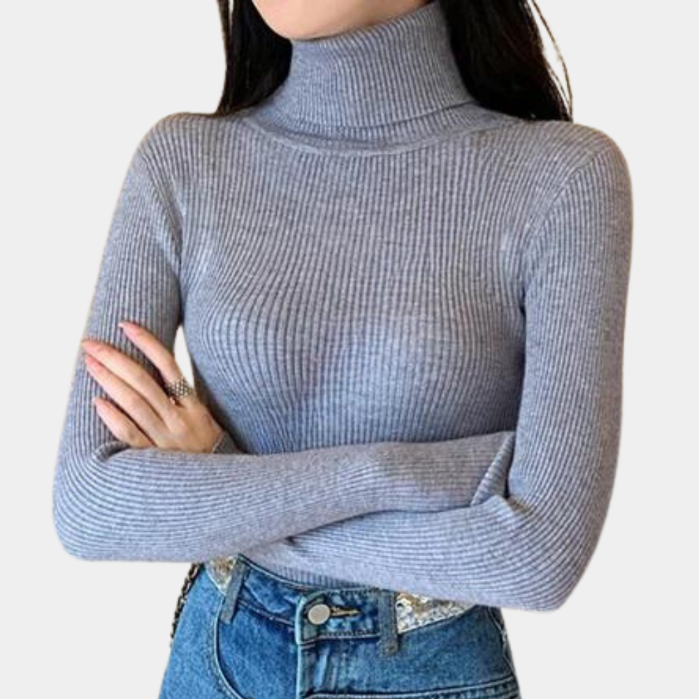 Women's elegant turtleneck knit sweater for office wear, soft high-quality fabric, all-day warmth