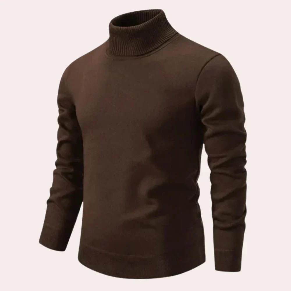Men's casual warm knit sweater in neutral tone, slim relaxed fit with soft insulating fabric for cold weather