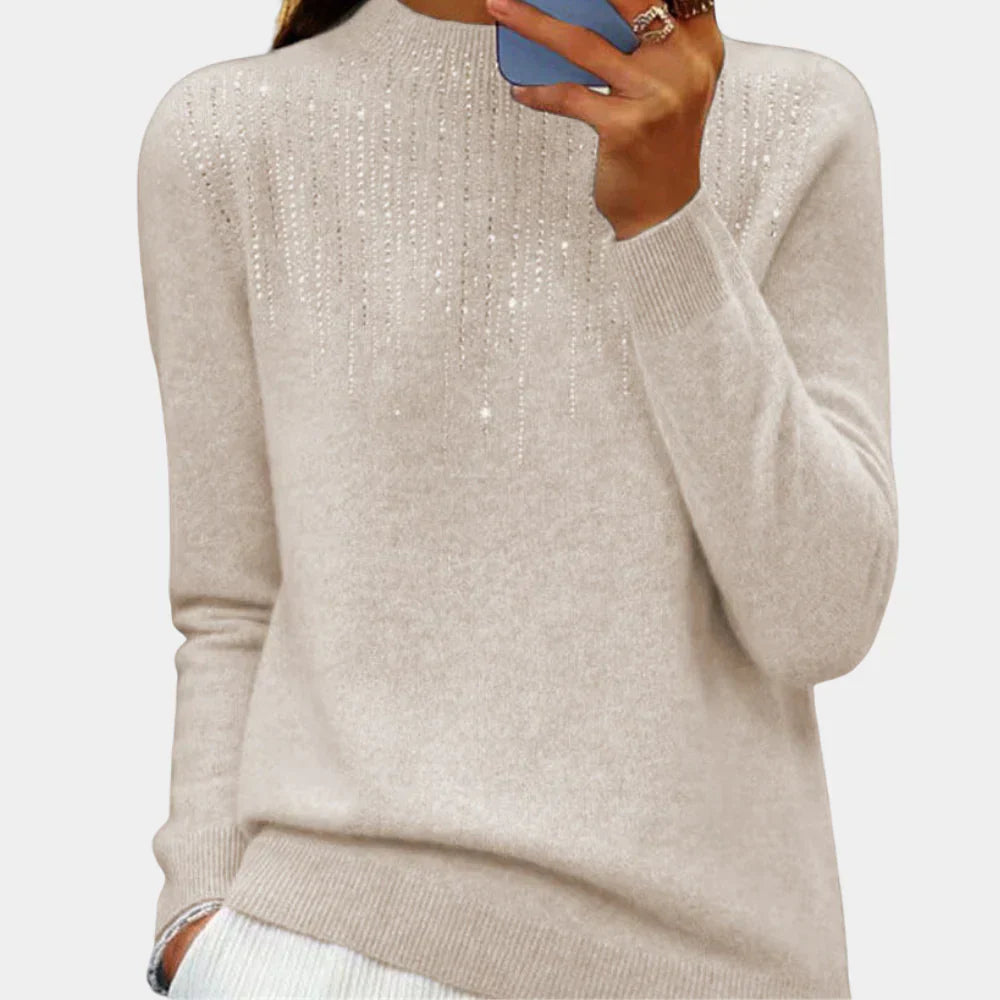 Iris cream ribbed knit jumper elegant cozy knitwear sustainable warmth stylish women