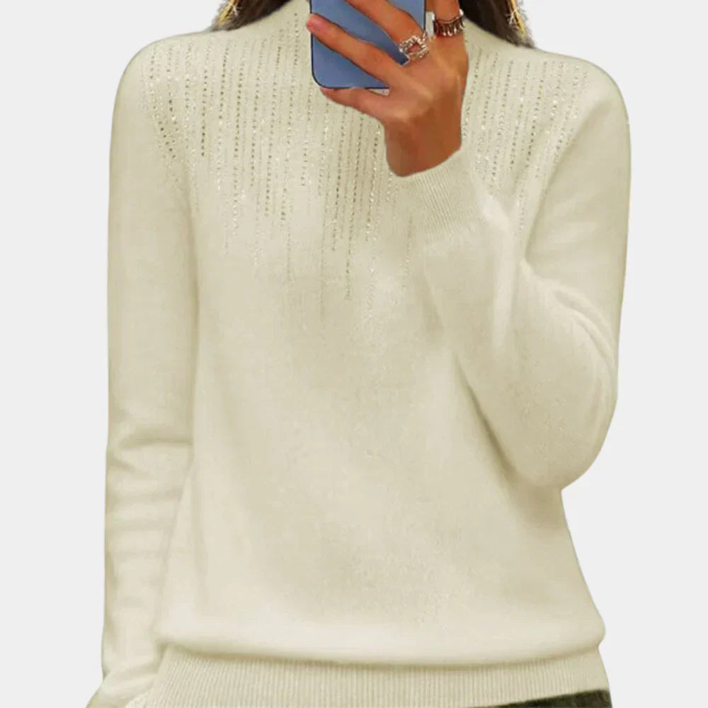 Iris women's cozy knit jumper elegant ribbed style sustainable warmth casual chic
