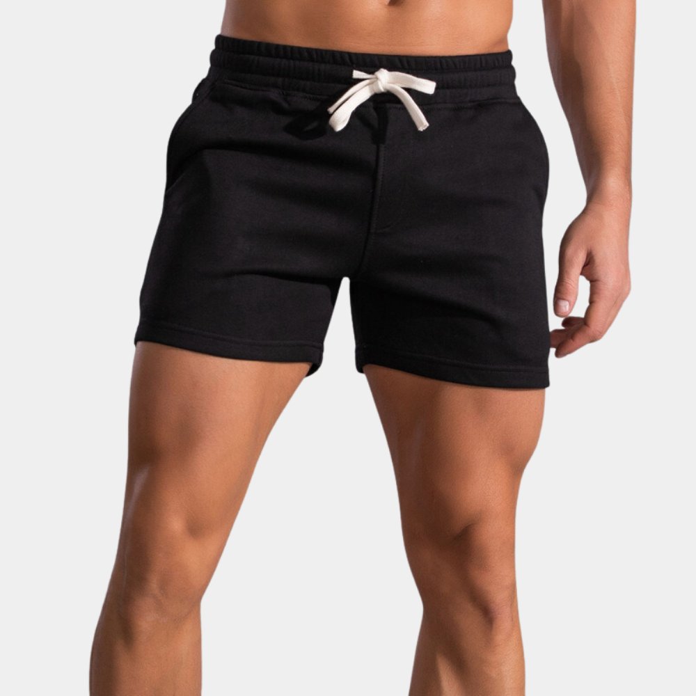 Men's casual cotton shorts relaxed fit with elastic drawstring waistband and side pockets for everyday wear