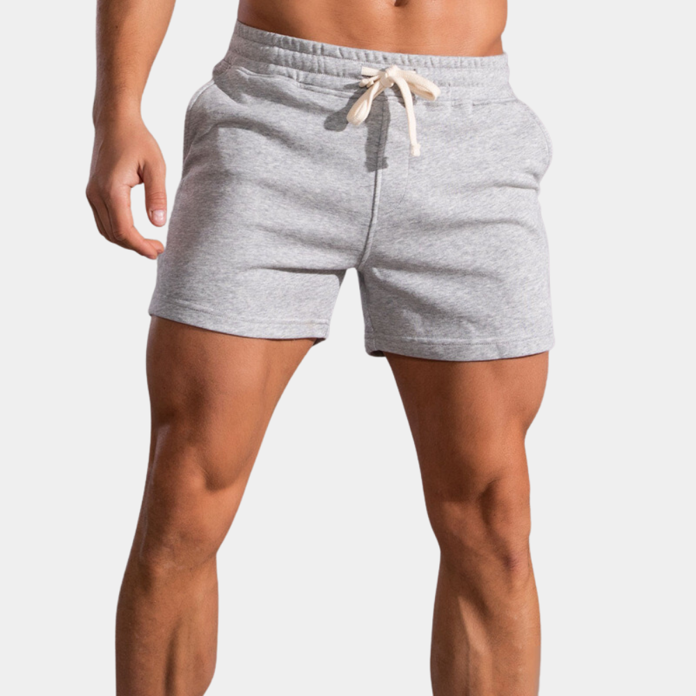 Men's casual cotton shorts relaxed fit with elastic drawstring waistband and side pockets everyday wear