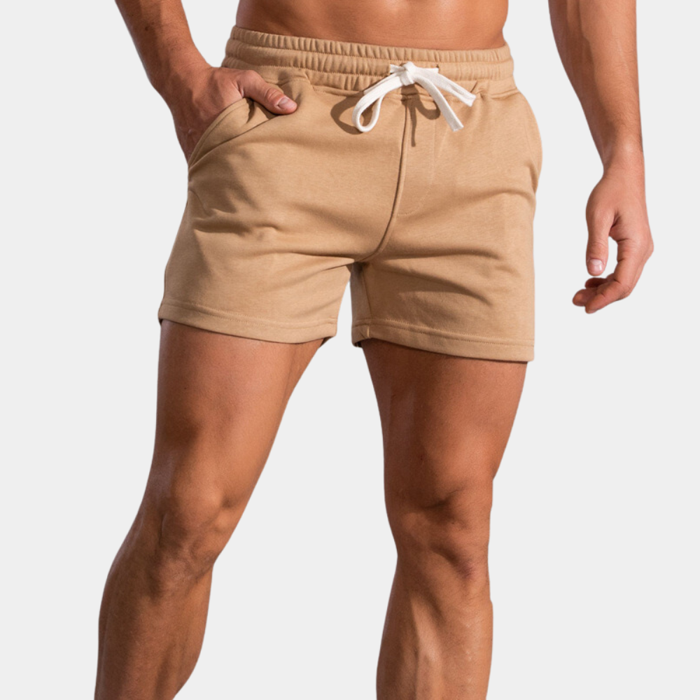 Men's casual cotton shorts relaxed fit elastic drawstring waistband breathable everyday comfort