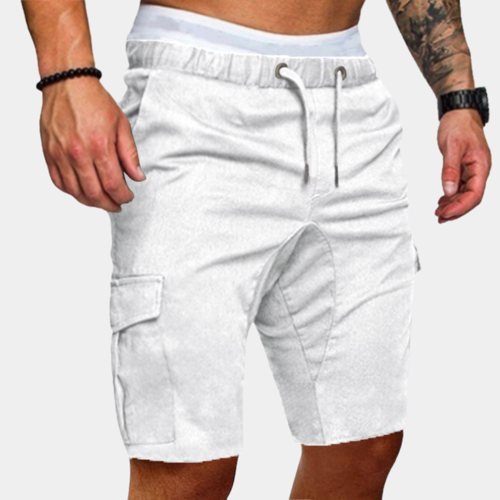 Men's cotton blend casual shorts with elastic drawstring waist in regular relaxed fit