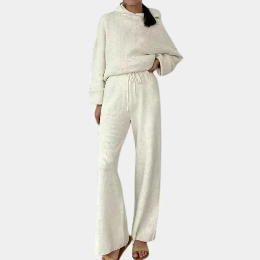 Women's Milla two-piece matching set in elegant sustainable fabric, coordinated top and bottom for versatile styling
