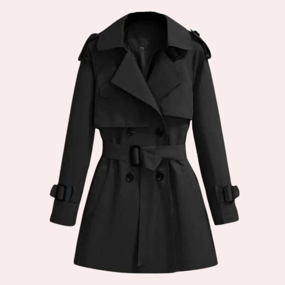 Women's slim lightweight windbreaker beige trench-coat silhouette elegant weather shield jacket