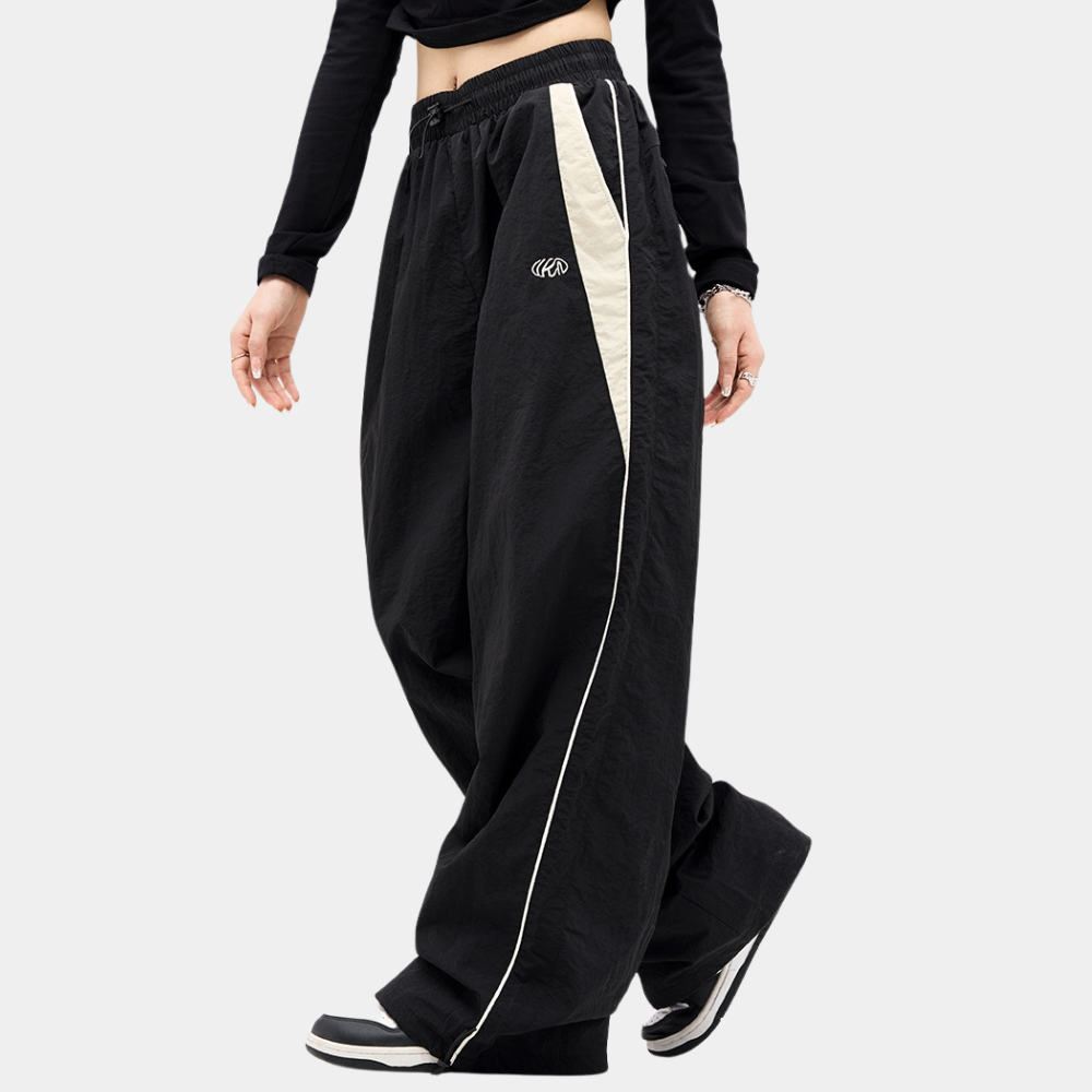 Women's wide-leg pants elastic waist loose sporty fit comfortable everyday casual wear versatile silhouette