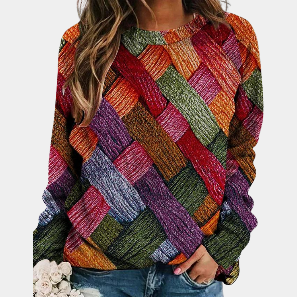Women's chunky knit crew neck sweater relaxed fit soft plush yarn cozy casual pullover