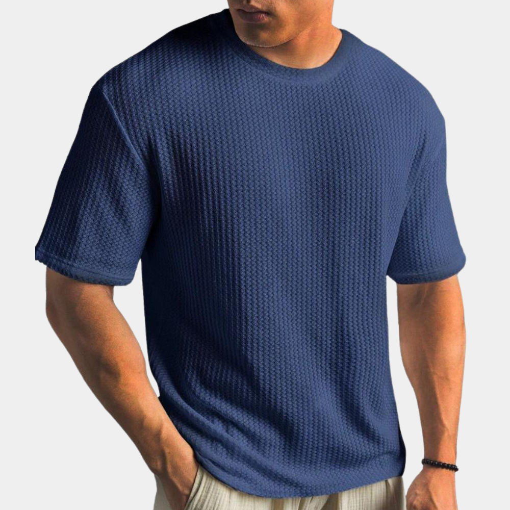 Men's soft knit relaxed fit short sleeve T-shirt minimalist design casual modern style
