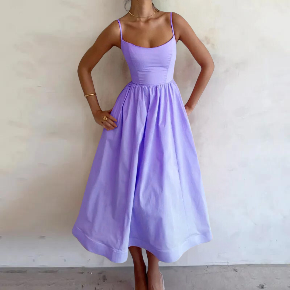 Women's sleeveless A-line maxi dress with adjustable straps, light breathable fabric for all-day comfort