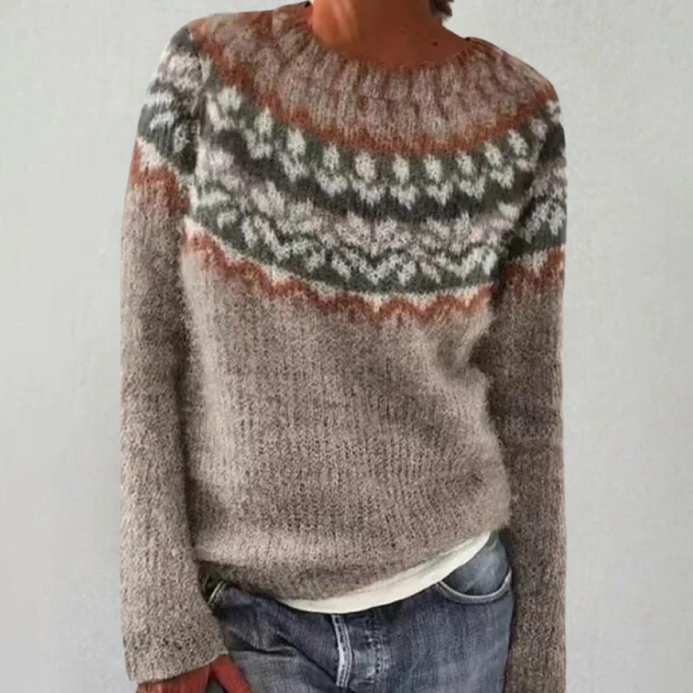 Women's soft-knit relaxed fit boat neck sweater in cozy everyday style by Nordic Flair