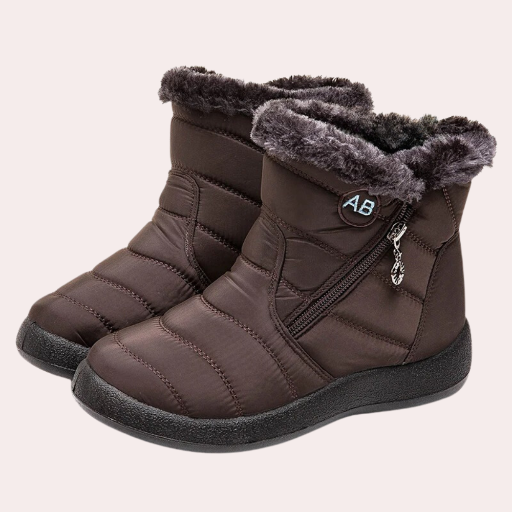 Women's quilted boots warm faux fur lined cozy zipper non-slip sole outdoor winter boots