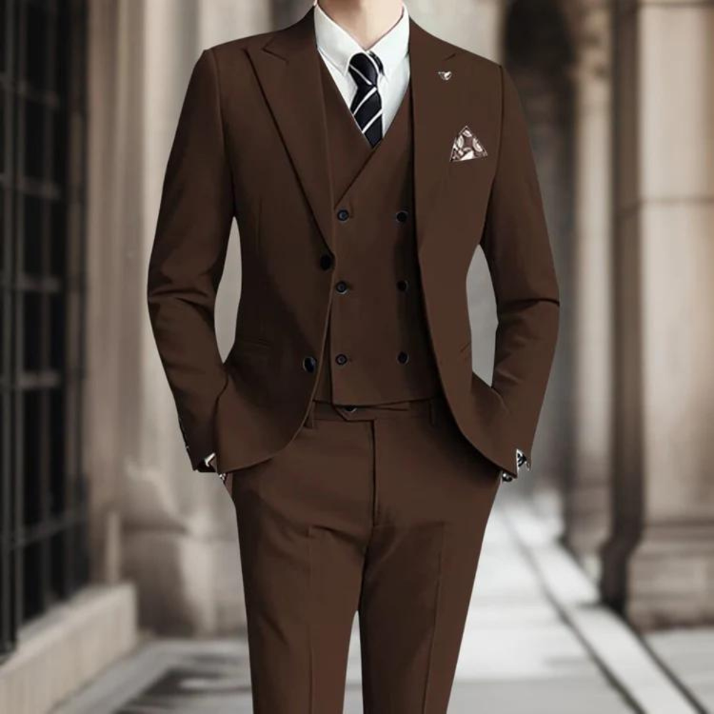 Men's slim fit double-breasted blazer wool-look fabric tailored formal cut for modern professionals