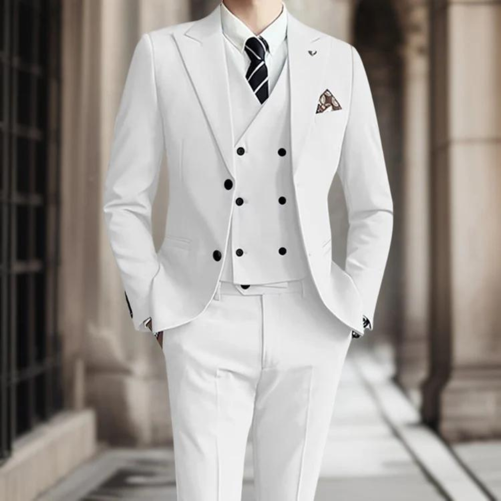 Men's slim fit double-breasted blazer wool-look fabric tailored formal cut for modern professionals