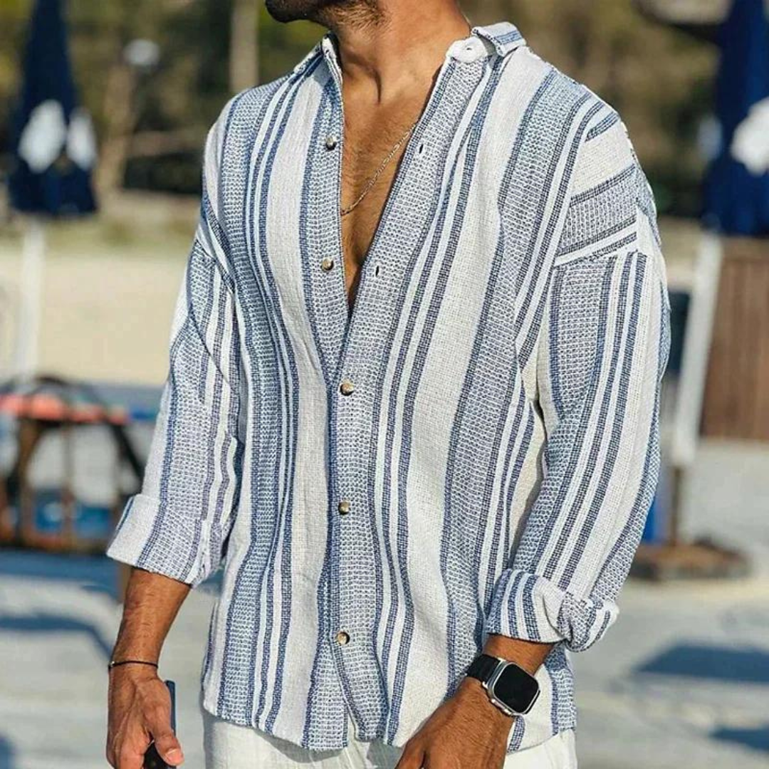 Men's oversized striped shirt Frans loose fit breathable soft fabric casual comfort versatile style