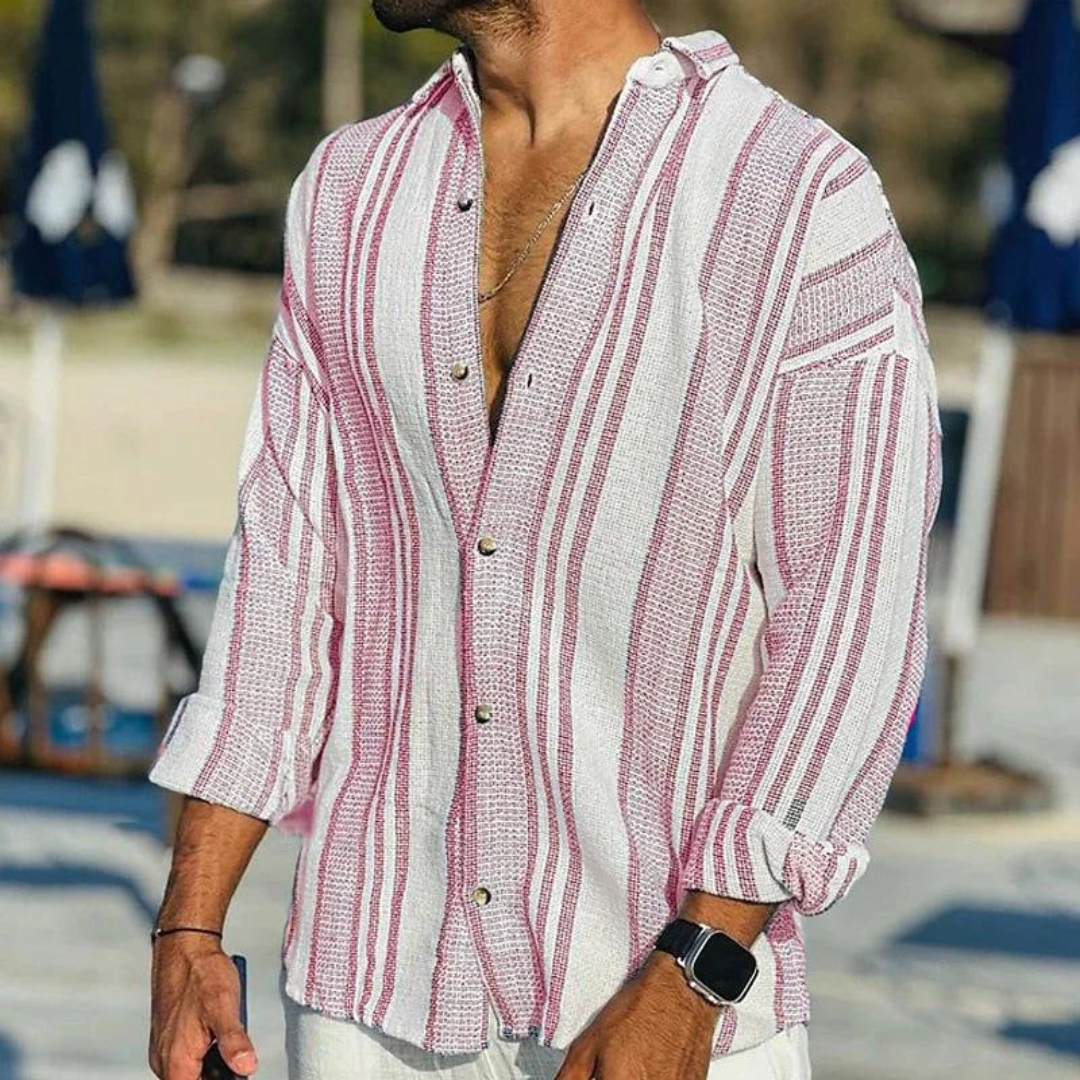 Men's oversize striped shirt Frans loose fit breathable soft fabric casual comfort versatile style