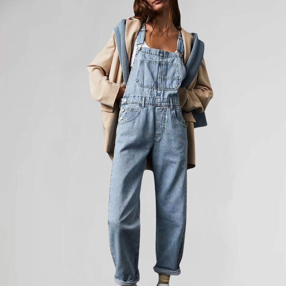 Women's relaxed fit denim overalls with adjustable straps and roomy pockets for everyday style