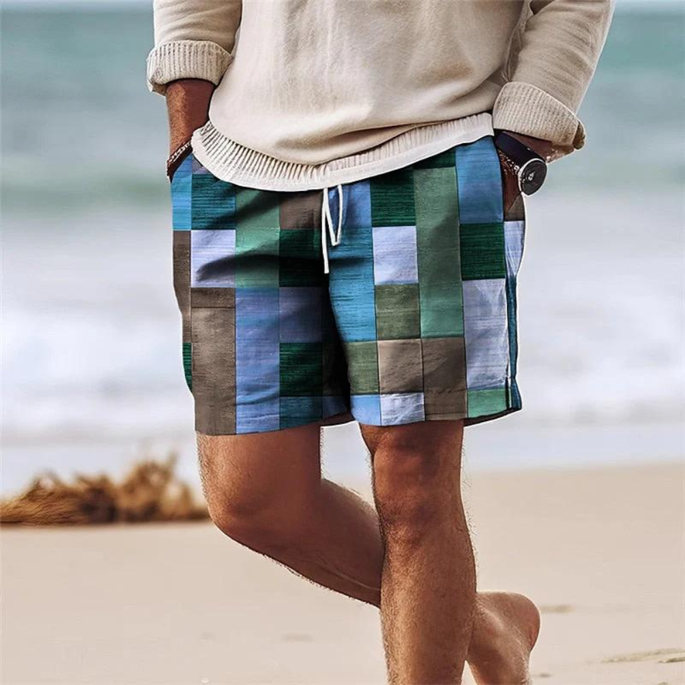Men's quick-dry swim shorts regular fit elastic waist stylish beachwear for beach and pool