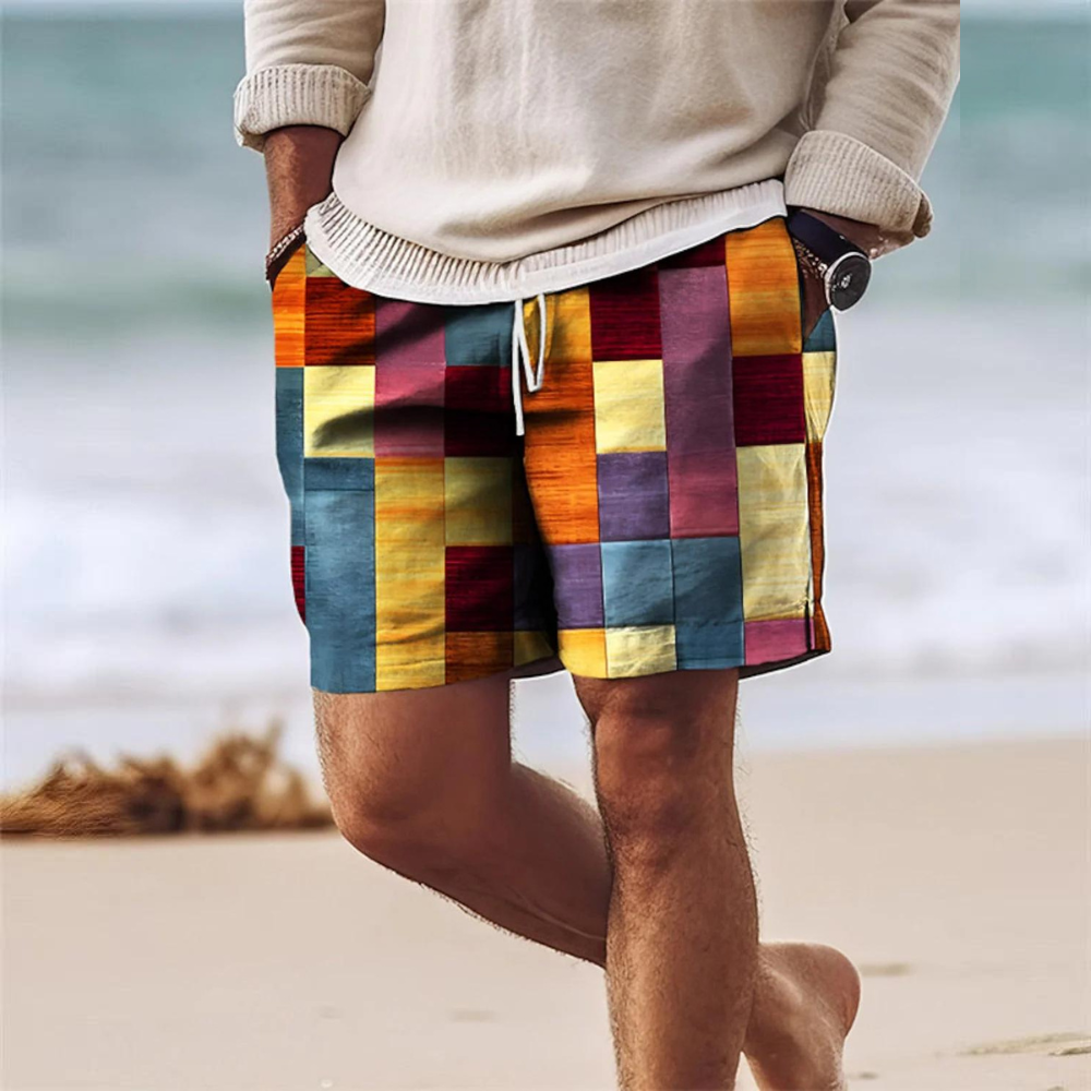 Men's quick-dry swim shorts regular fit elastic waist stylish comfortable beachwear for beach and pool