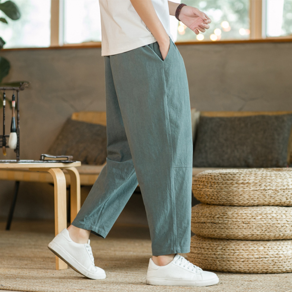Willem men's loose-fit trousers neutral tone stretch cotton fabric everyday versatile modern style