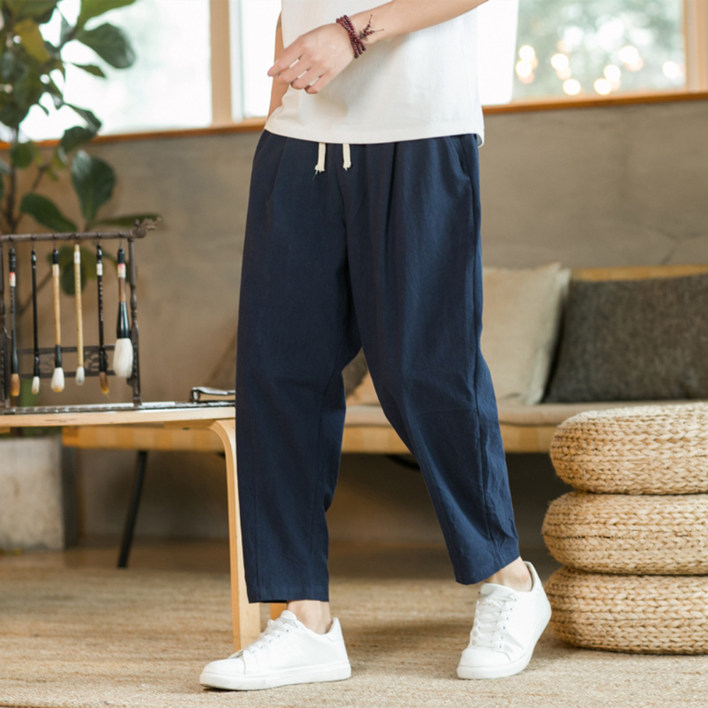 Willem men's loose-fit trousers neutral tone stretch cotton fabric modern versatile everyday comfort pants
