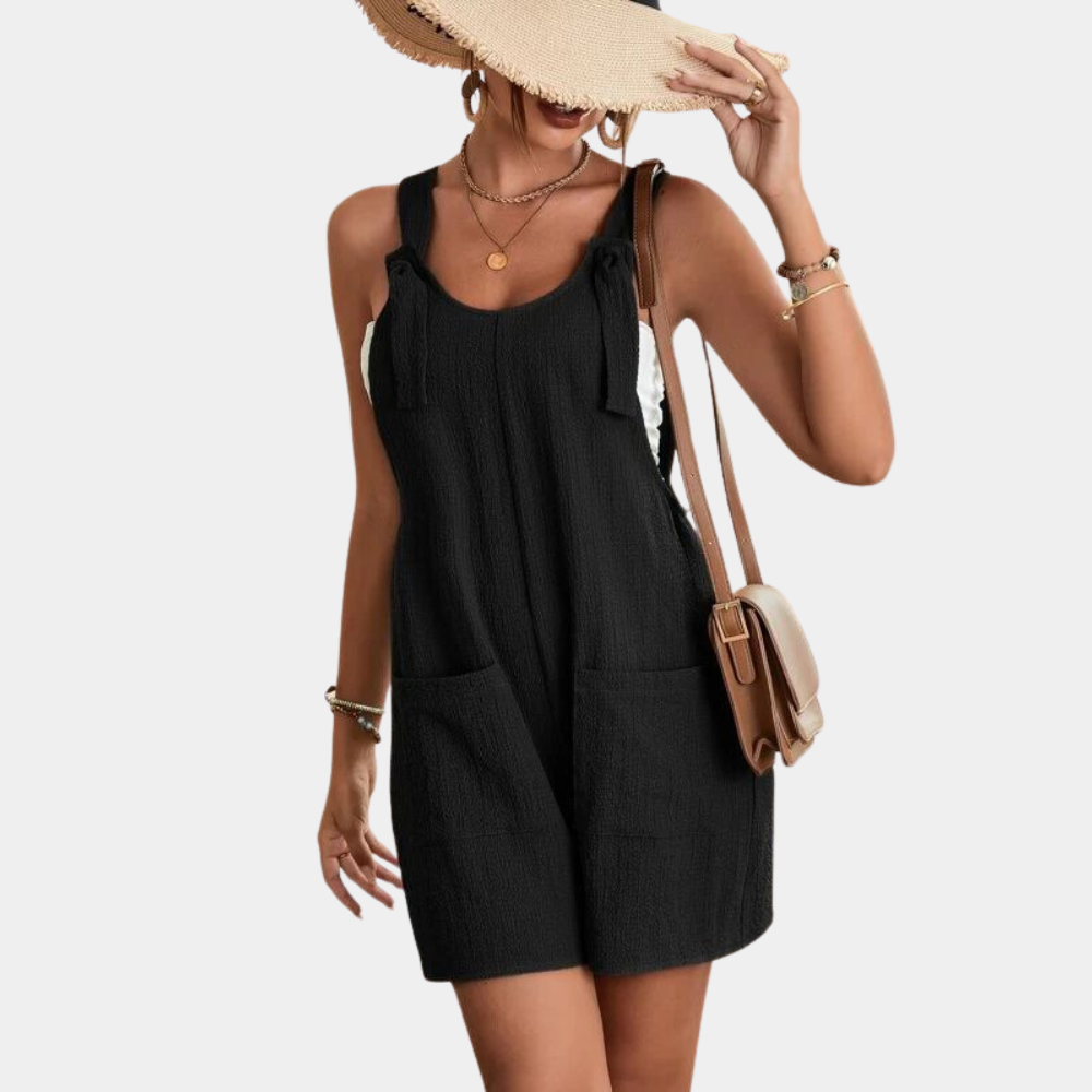 Women's loose fit sleeveless jumpsuit adjustable straps casual summer one-piece relaxed drape