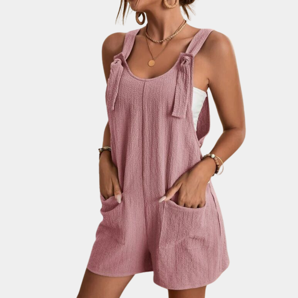 Women's loose-fit sleeveless jumpsuit adjustable straps casual summer one-piece breathable drape
