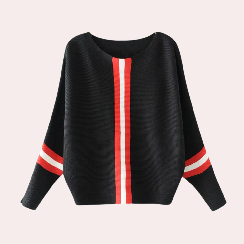 Karine women's minimalist striped knit sweater soft comfortable sustainable modern everyday style